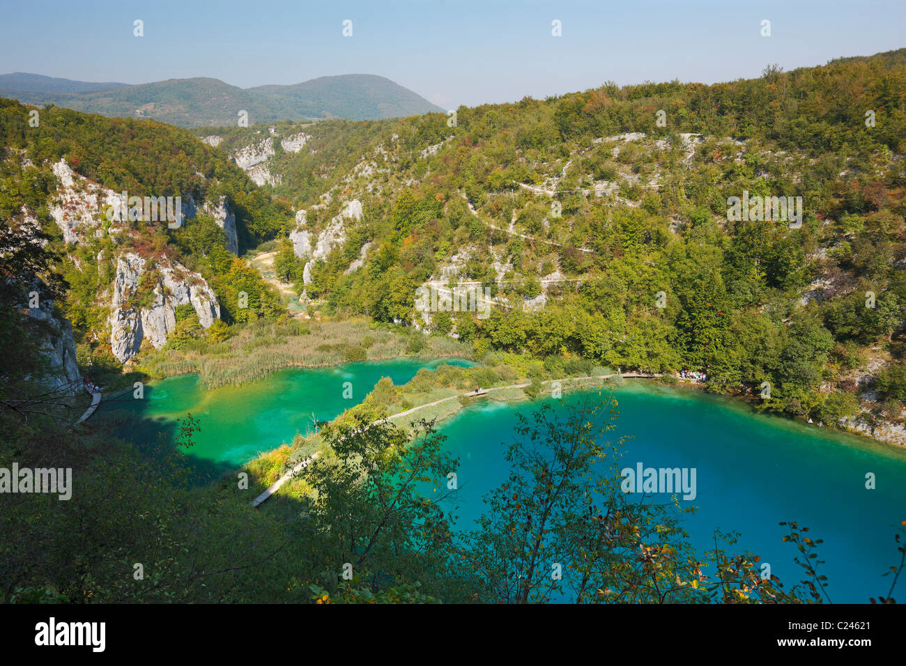 Il parco nazionale di Plitvice, Croazia. Foto Stock