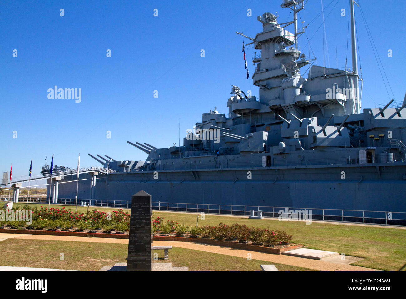 USS Alabama corazzata a Battleship Memorial Park, Mobile, Alabama, Stati Uniti d'America. Foto Stock