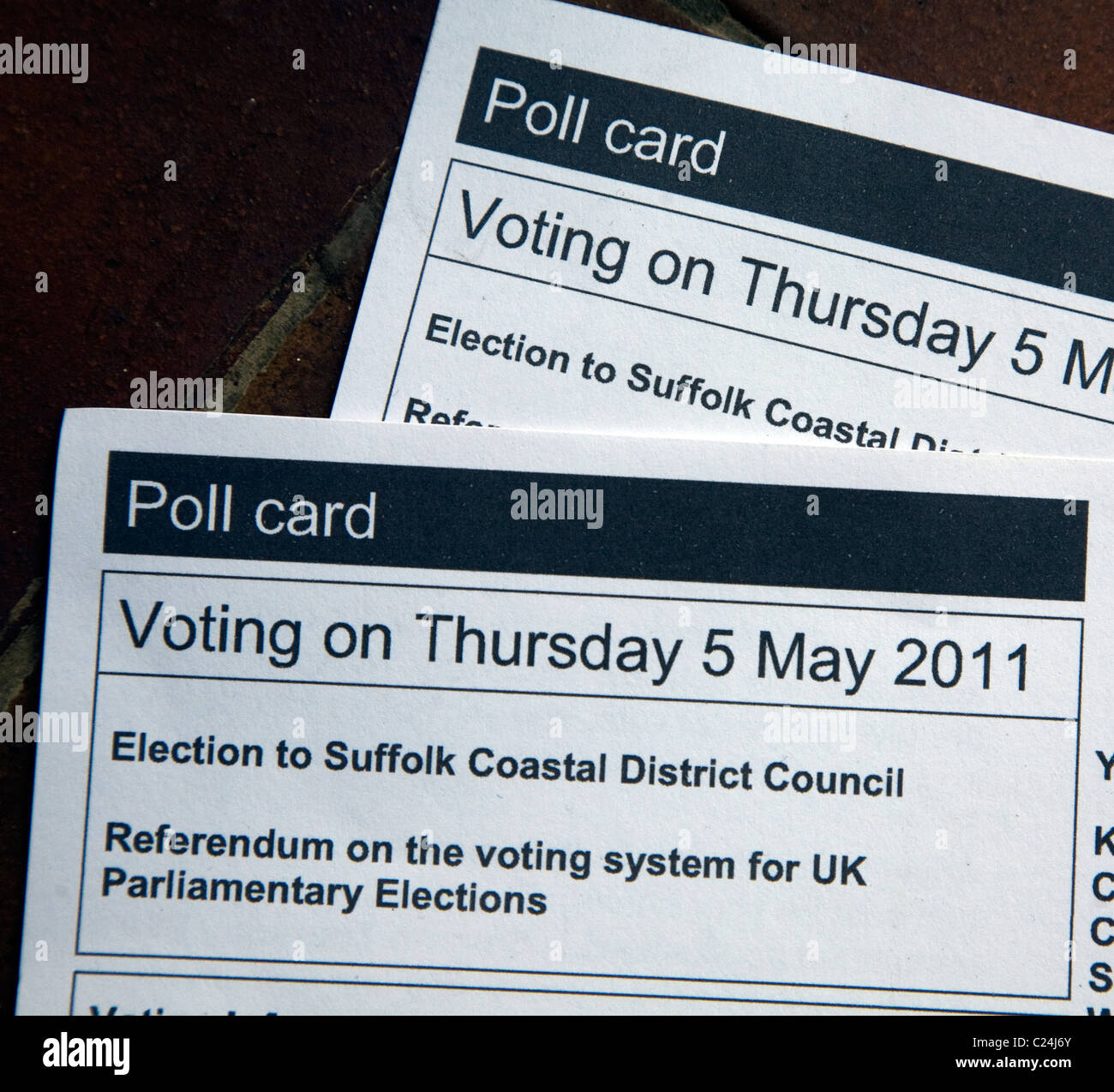 Carte di polling per le elezioni locali il 5 maggio 2011 Foto Stock