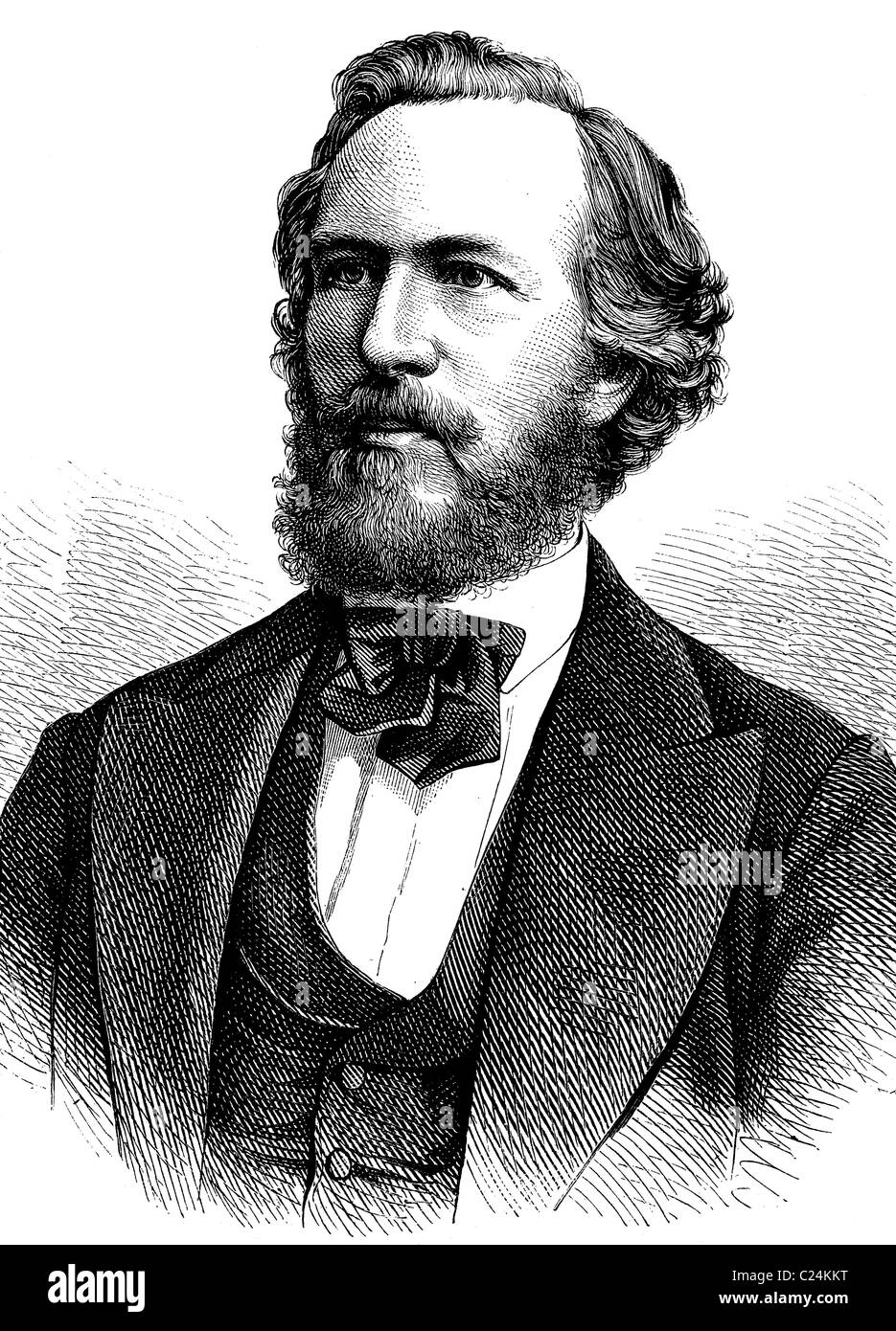 Il professor Ernst Heinrich Haeckel, 1834 - 1919, dello zoologo tedesco, filosofo e libero pensatore, storico illustrazione, 1877 Foto Stock