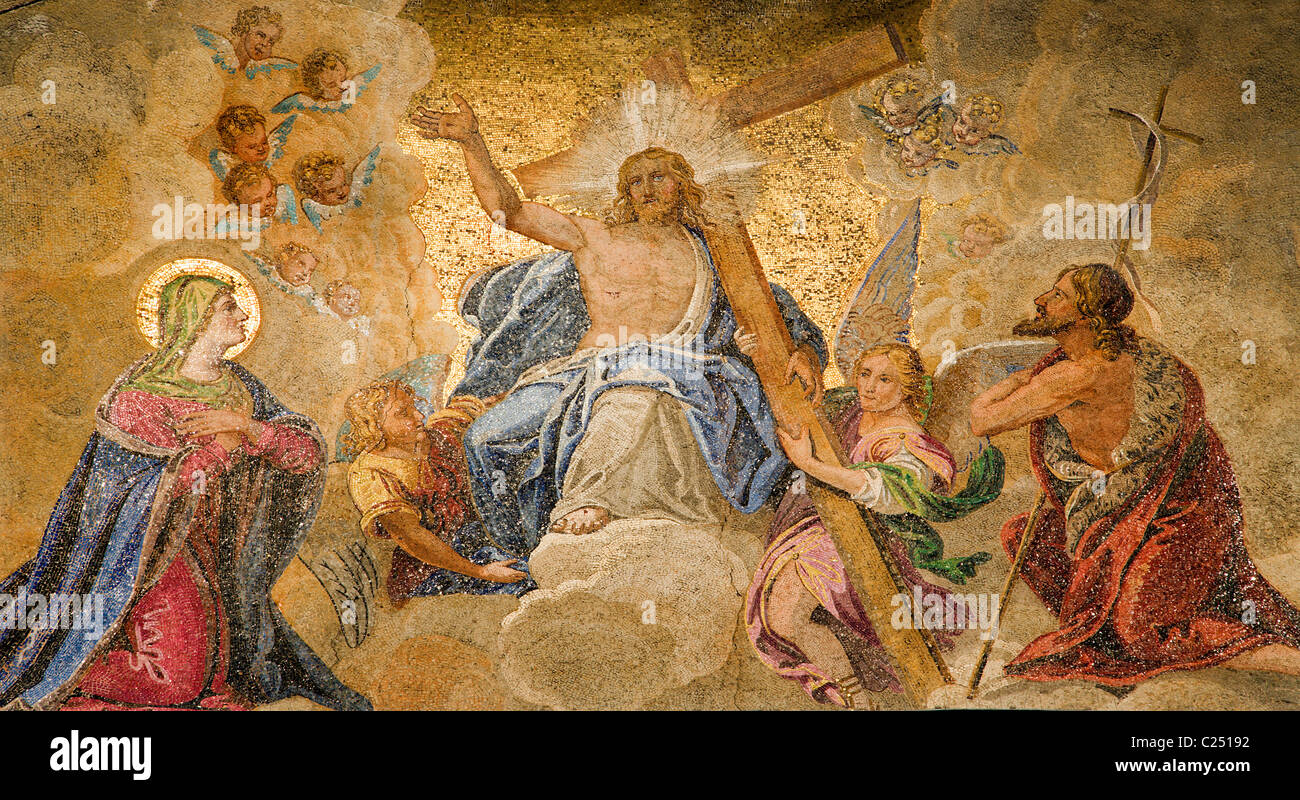 Venezia - mosaico di Gesù Cristo in cielo dal portale principale di st. Cattedrale di Mark Foto Stock