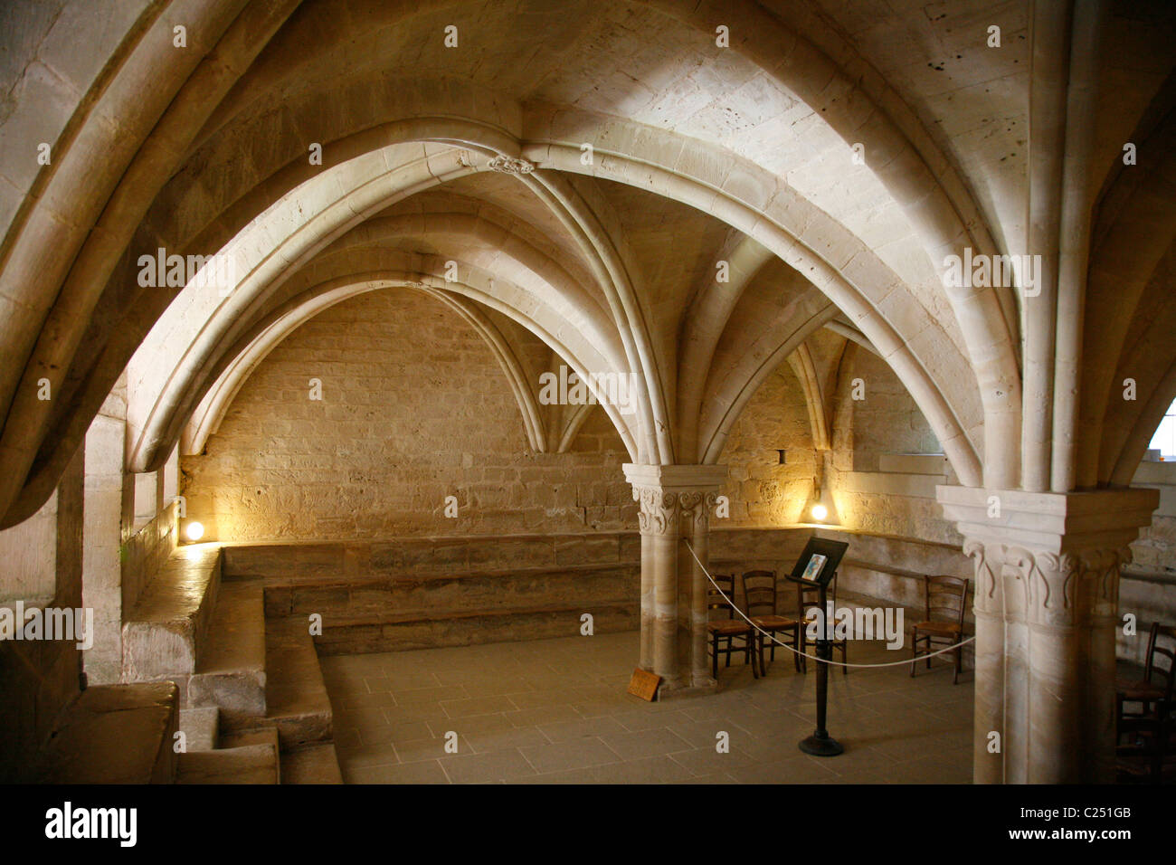 La chapter house, l'Abbaye de Senanque, Vaucluse Provence, Francia. Foto Stock