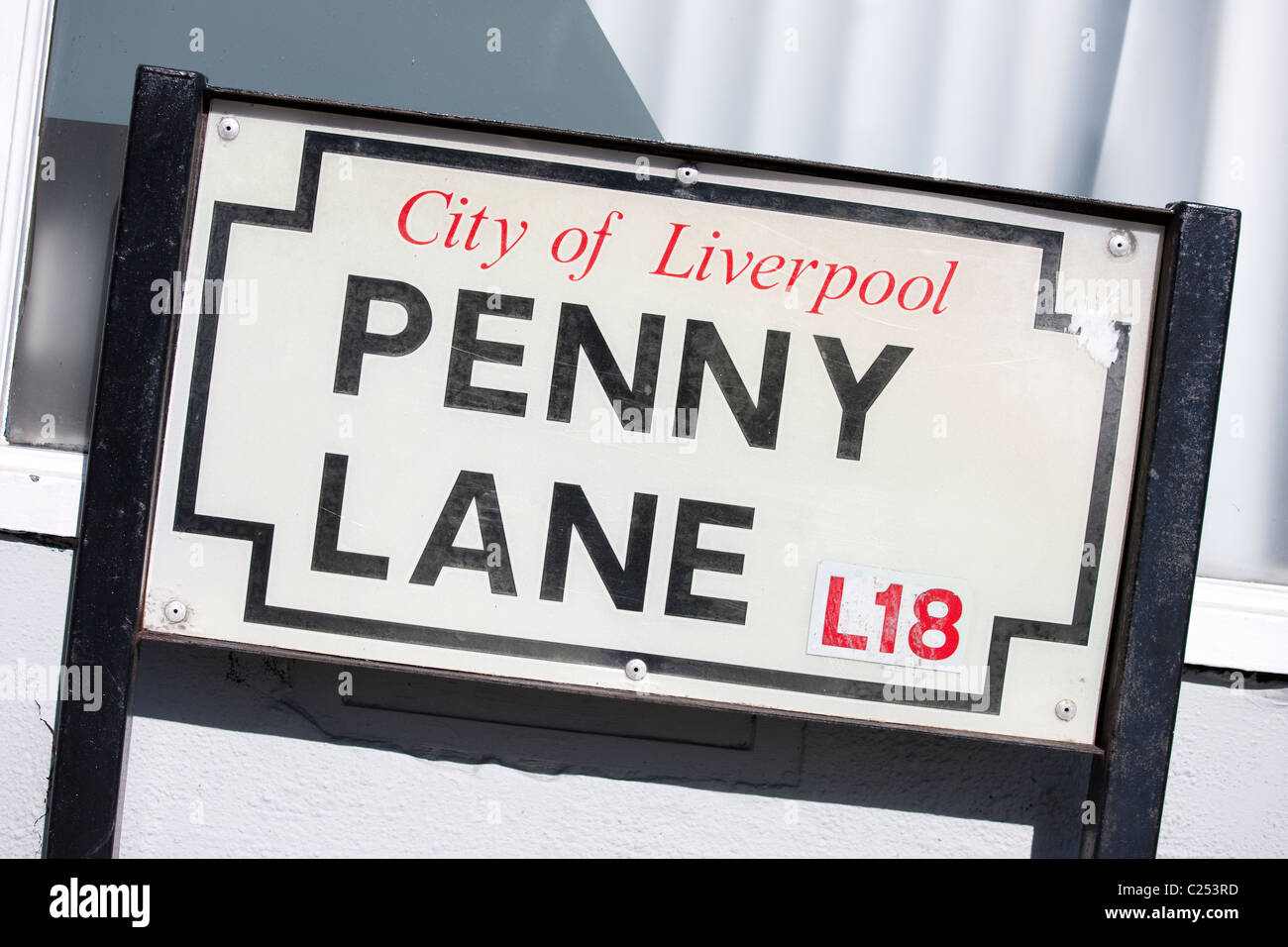 Seguire le indicazioni per Penny Lane, Liverpool Foto Stock