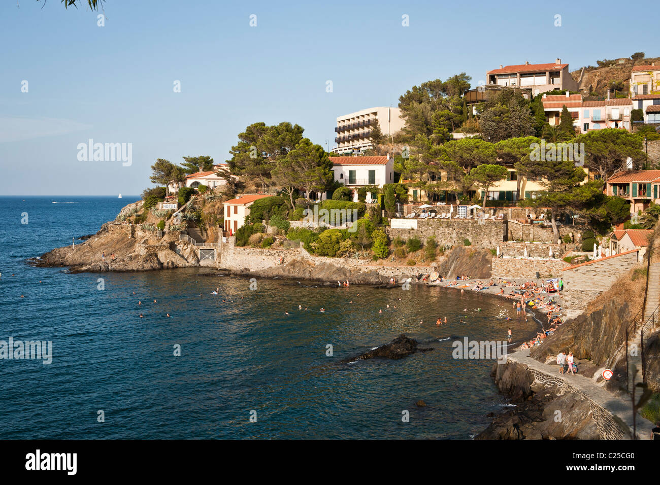 Vista di Collioure, dipartimento Pyrenees-Orientales nel sud della Francia, Europa Foto Stock