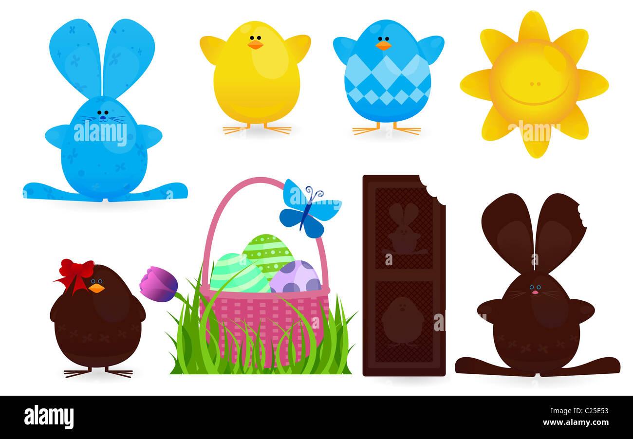 Primavera Pasqua character design Element Collection Foto Stock