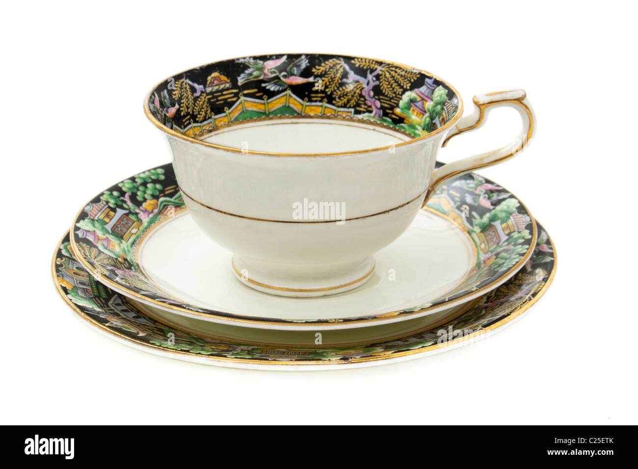 Porcellana Vintage tazza da caffè con piattino trio da Allertons Ltd Foto Stock