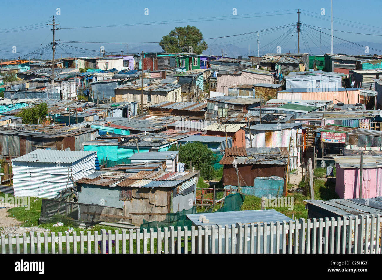 Vista di Khayelitsha township di Città del Capo Sud Africa Foto Stock