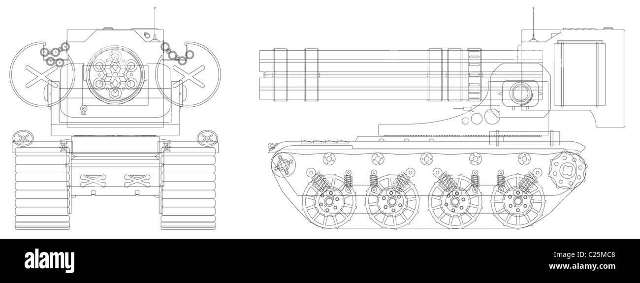 Disegno di un semovente macchina pesante pistola - illustrazione Foto Stock