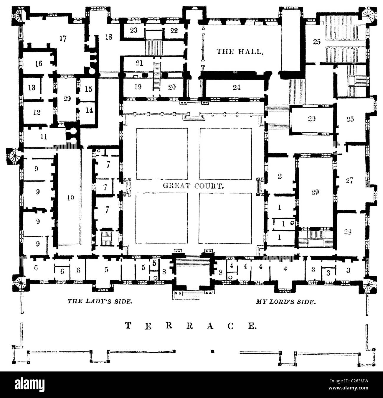 Piano del sedicesimo secolo Buckhurst House, Sussex Foto Stock