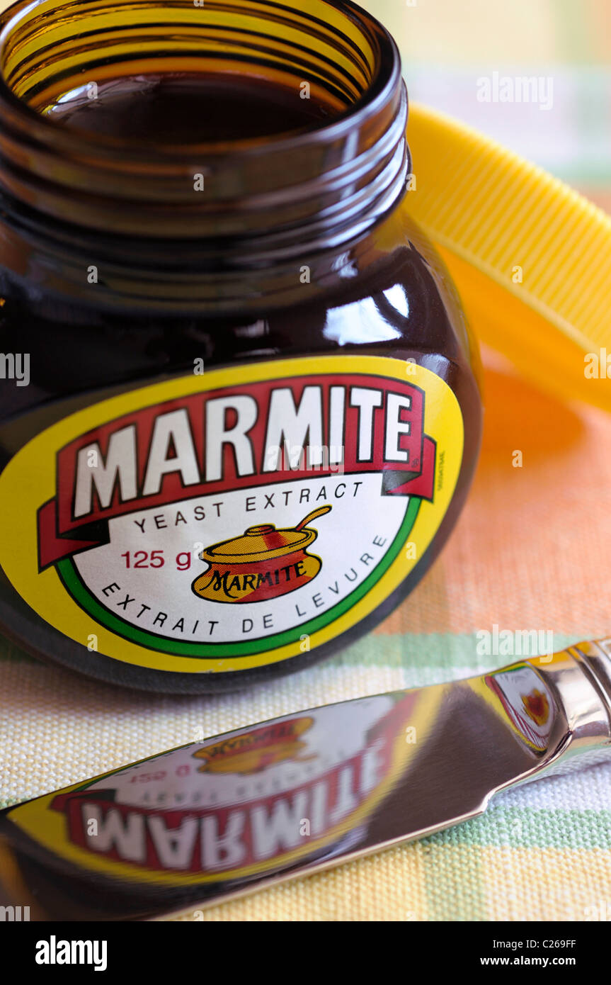 Marmite jar aperto / Closeup Foto Stock