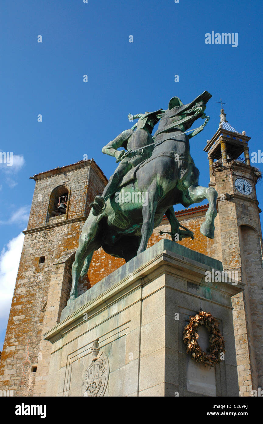 Francisco Pizarro piazza principale,trujillo,Spagna Foto Stock