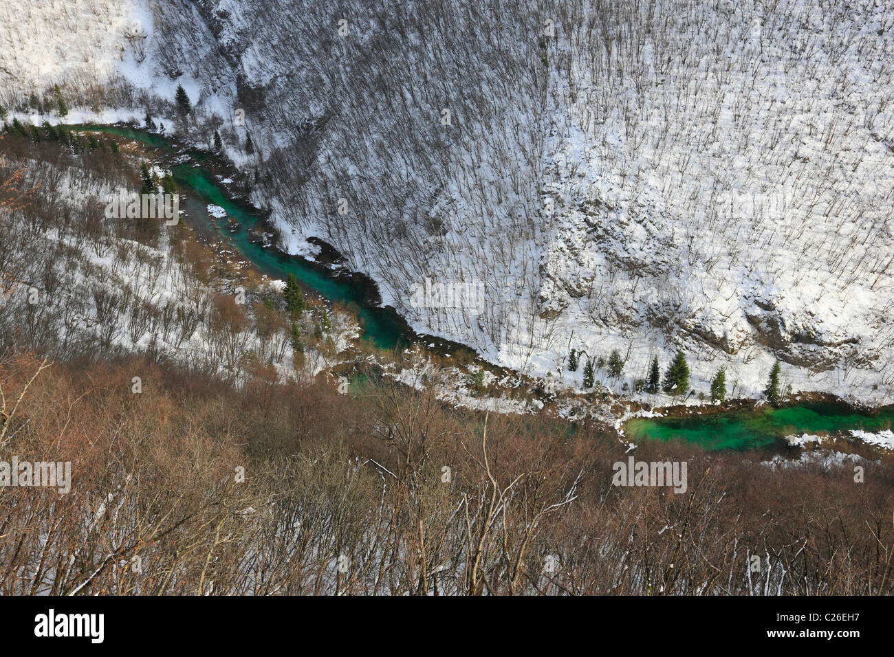 Il Parco Nazionale dei Laghi di Plitvice in inverno, Croazia, Europa Foto Stock