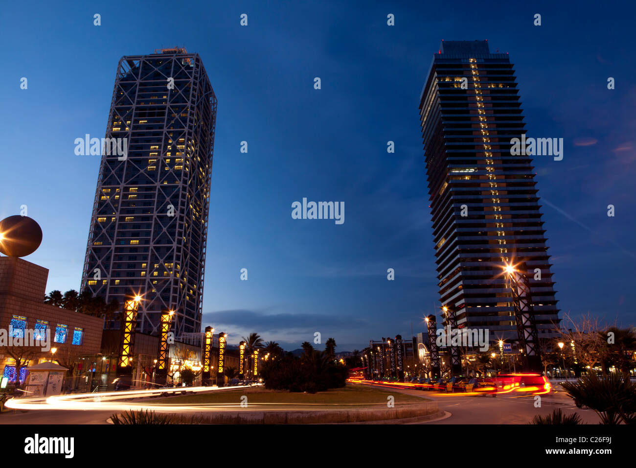 Hotel Arts e Torre Mapfre al pernottamento, Barcellona, Spagna Foto Stock