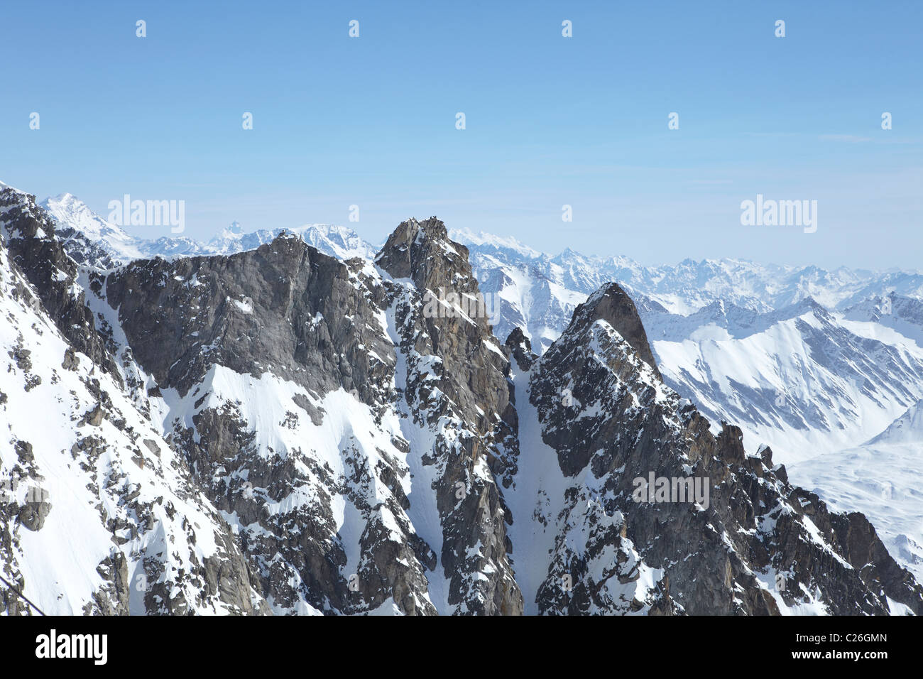 Immagini di Mont Blanc mountain range, Courmayeur, Italia. Foto Stock