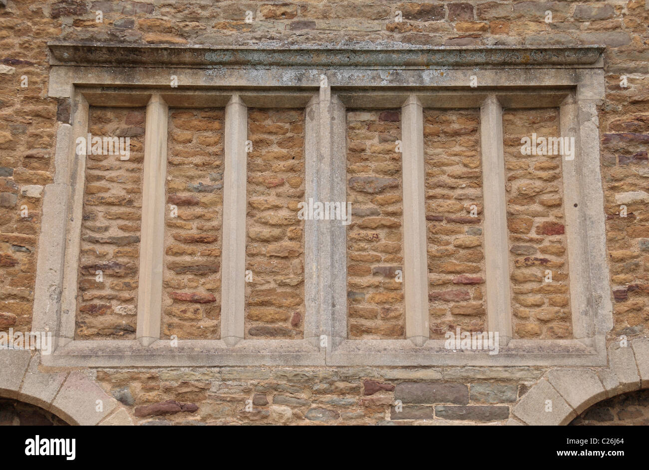 Dettaglio mostrante gli intricati cotto nella grande hall del castello di Oakham, Rutland, Inghilterra. Foto Stock