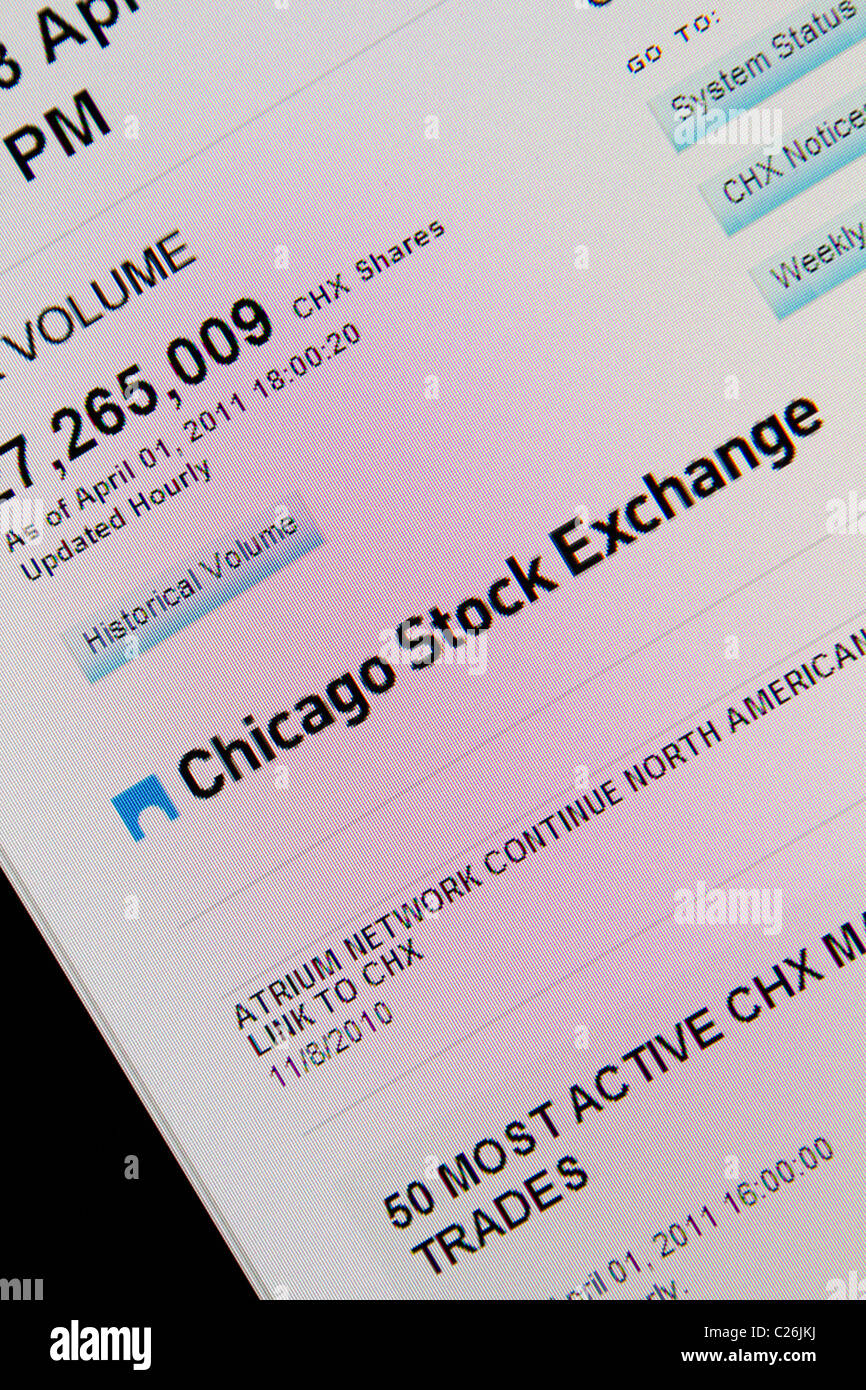 Borsa di Chicago website Foto Stock