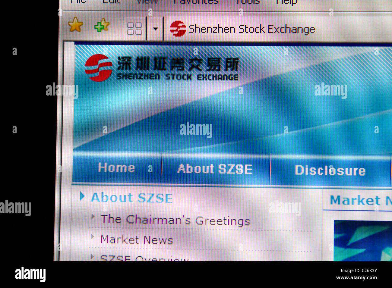 Shenzhen stock exchange sito web Foto Stock