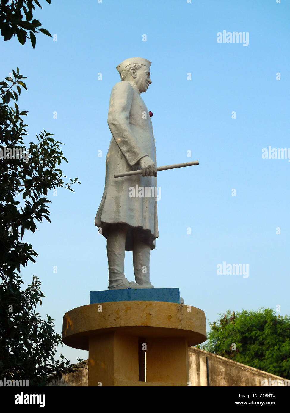 Statua di Jawaharlal Nehru di Pondicherry Tamil Nadu India. Primo Primo Ministro indiano Foto Stock