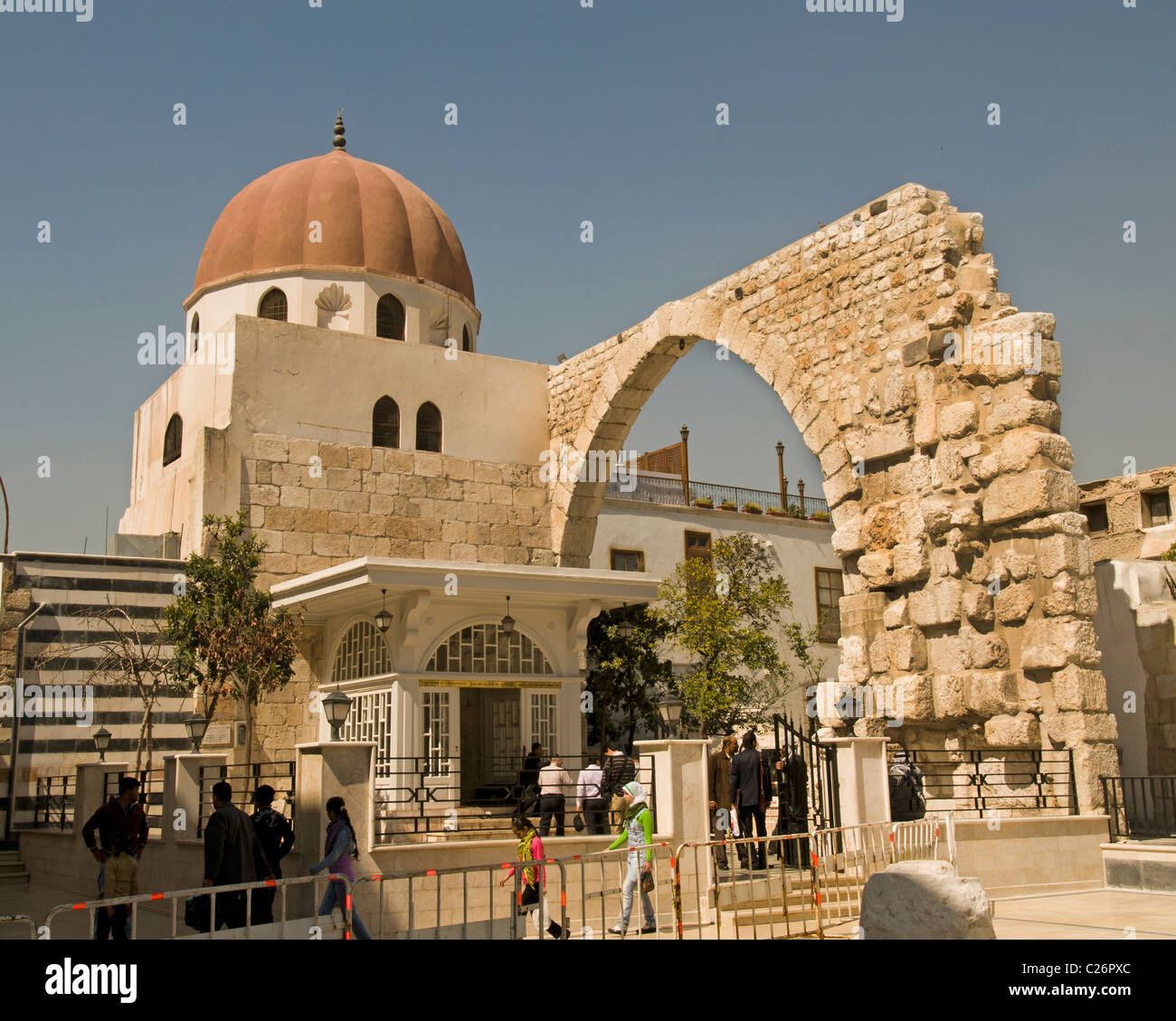 Western Temple Gate Tempio Romano di Giove vecchio a Damasco in Siria Foto Stock