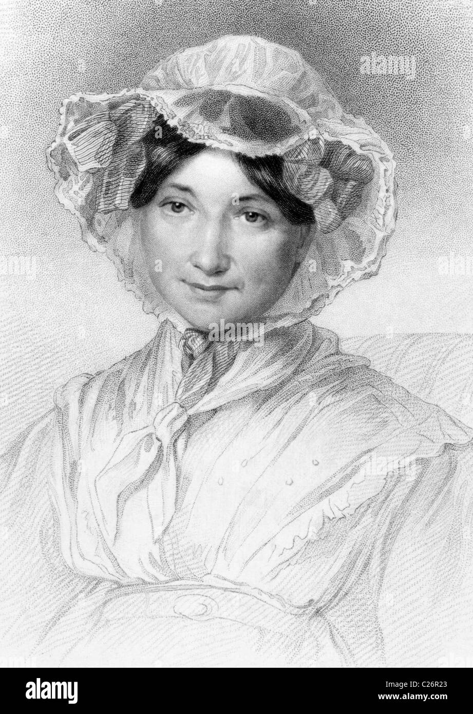 Frances Milton Trollope (1779-1863) su incisione da 1835. Romanziere inglese e scrittore. Foto Stock