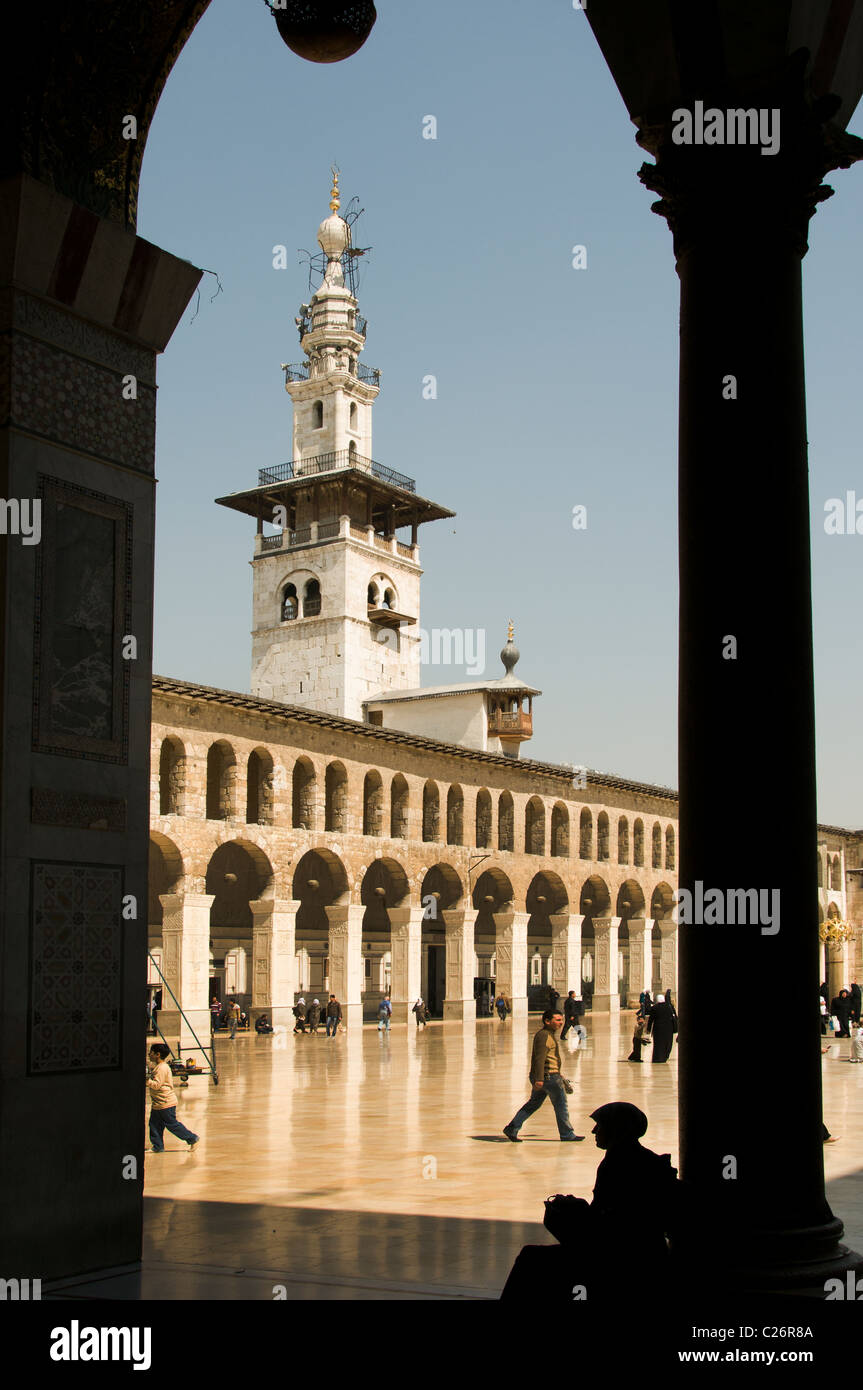 La Moschea Umayyad musulmano della città vecchia a Damasco in Siria Foto Stock