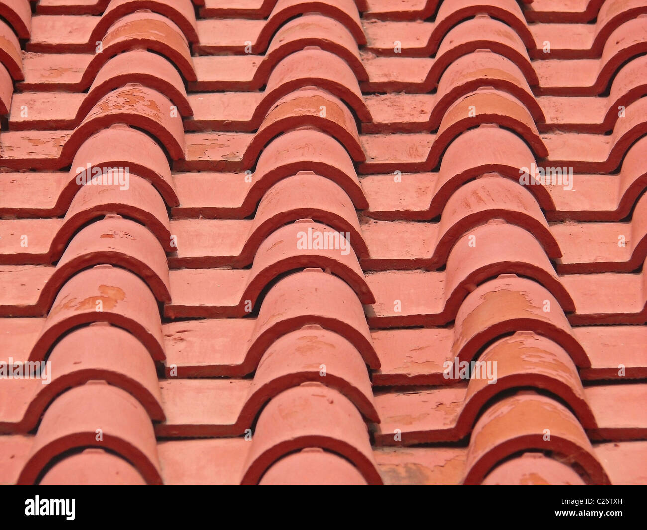 La terracotta tegole del tetto Foto Stock