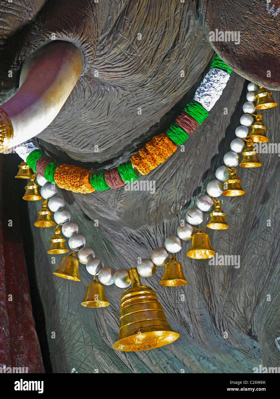 Close-up della statua dell'Elefante, decorazione realizzata durante il Festival Ganesh Foto Stock