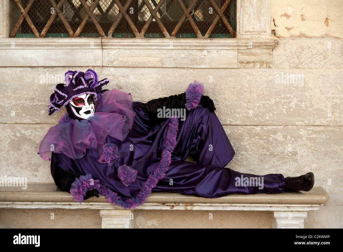 Carattere pigro in costume, il Carnevale di Venezia Italia Foto Stock