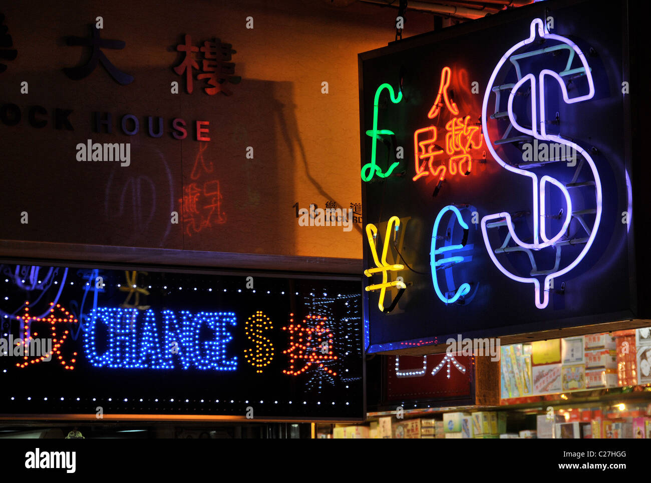 Cambio di denaro Hong Kong Cina Foto Stock