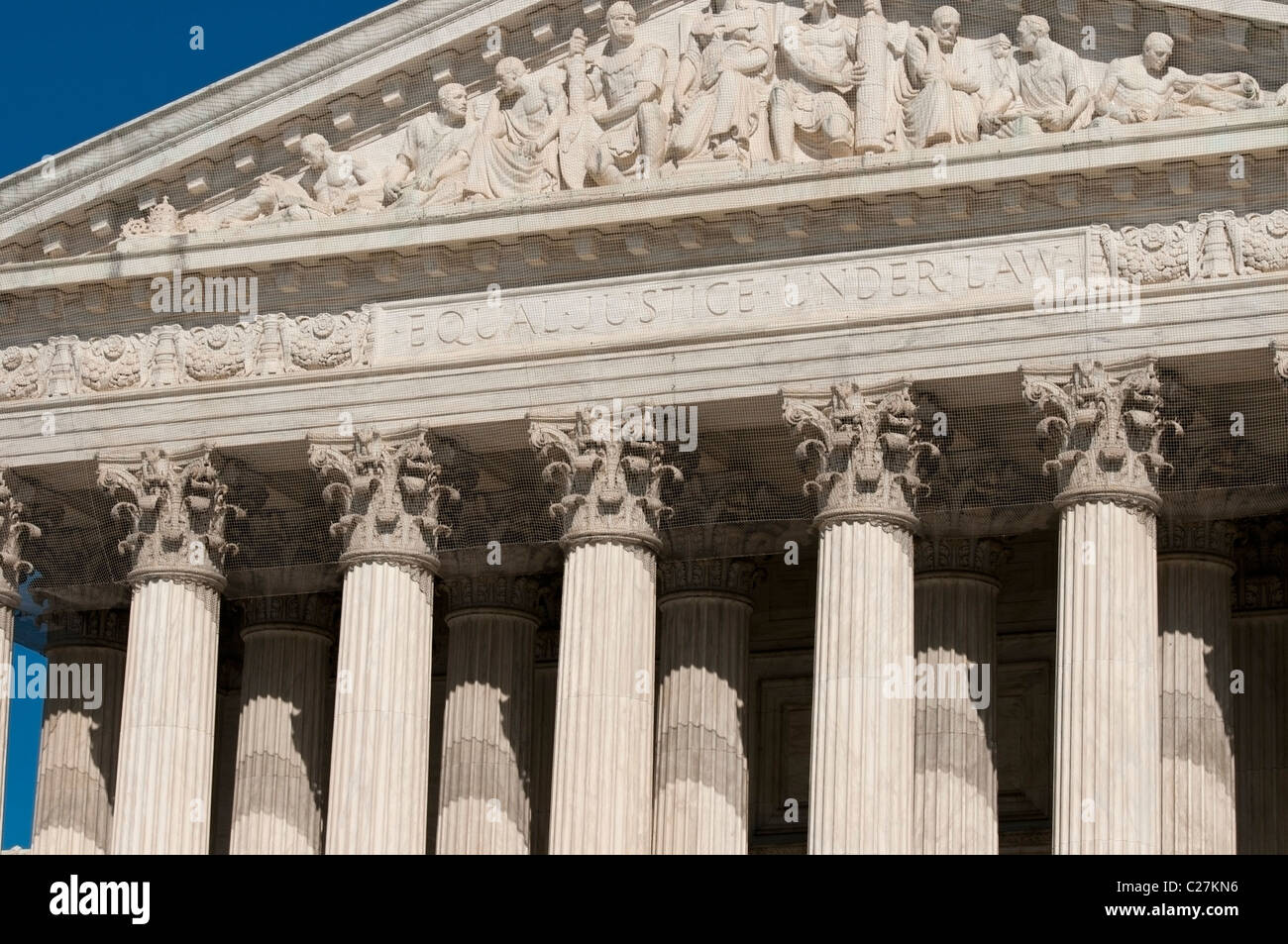 Washington DC, la Corte suprema degli Stati Uniti la costruzione di dettaglio superiore. Foto Stock