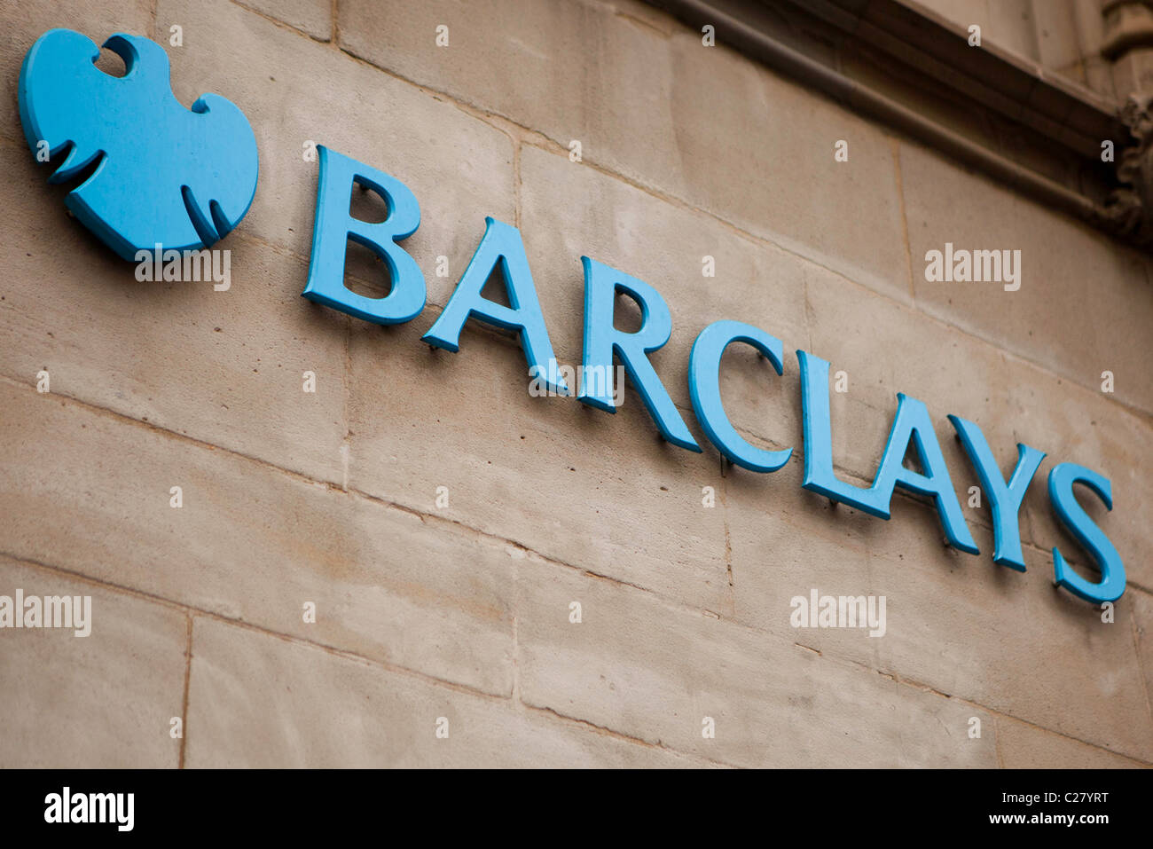 Un segno di Barclays Bank di Londra. Regno Unito. Foto Stock