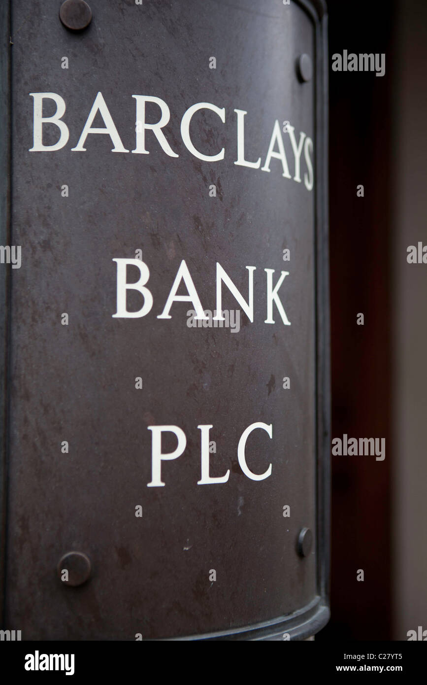Un segno di Barclays Bank di Londra. Regno Unito. Foto Stock