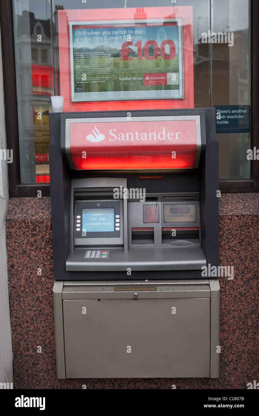 Santander ATM cash point macchine. Foto Stock