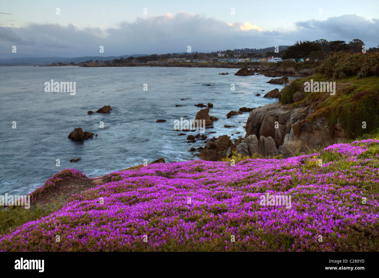Pacific Grove, Monterey Bay al tramonto, California centrale, STATI UNITI D'AMERICA Foto Stock