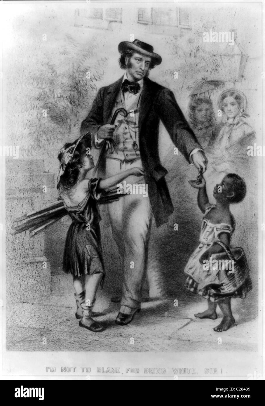 Io non sono colpevole per essere bianco, sir! La satira del senatore del Massachusetts e prominente antislavery avvocato Charles Sumner. Foto Stock