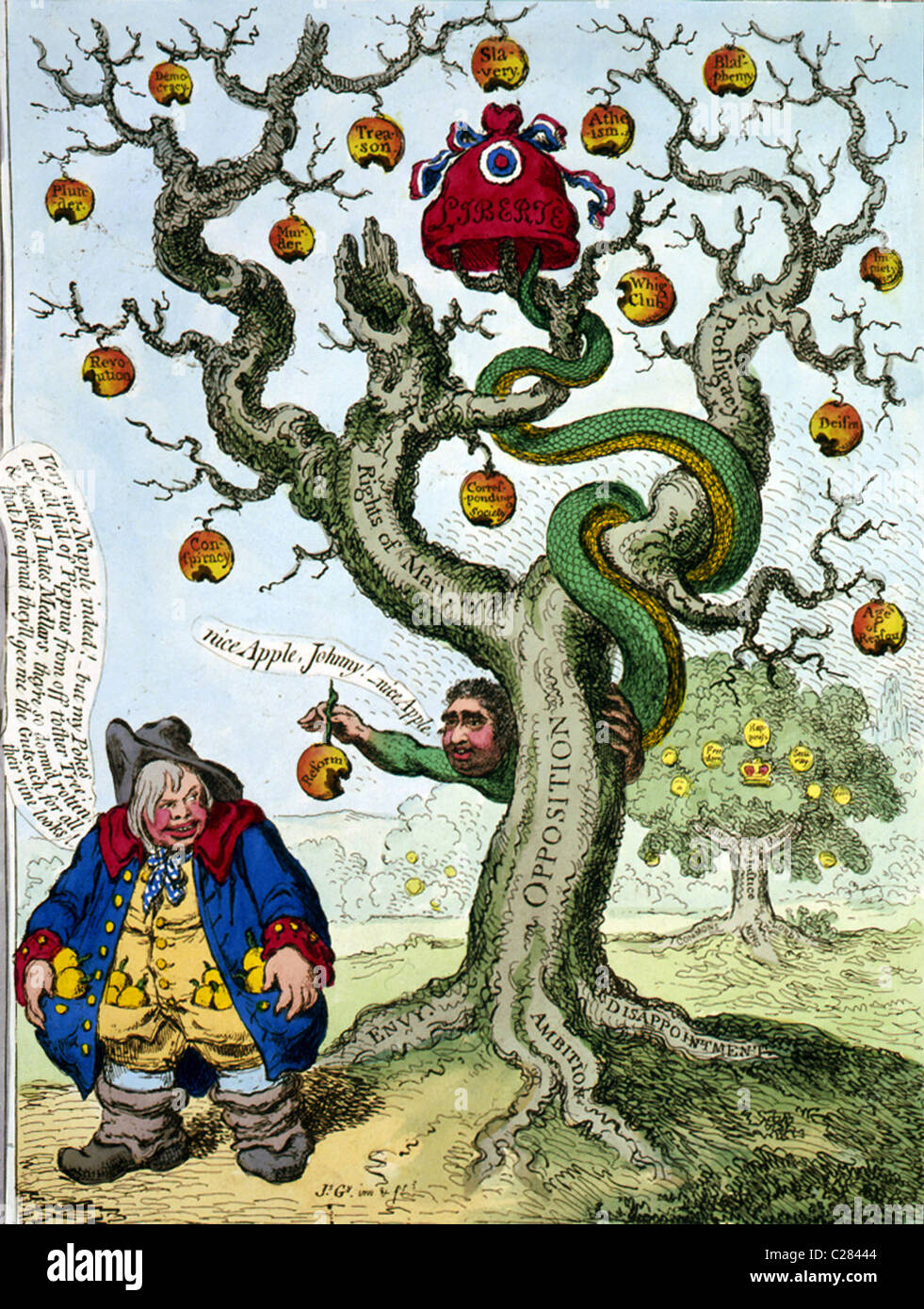 L'albero della libertà con il diavolo allettante Giovanni - Boll. Foto Stock