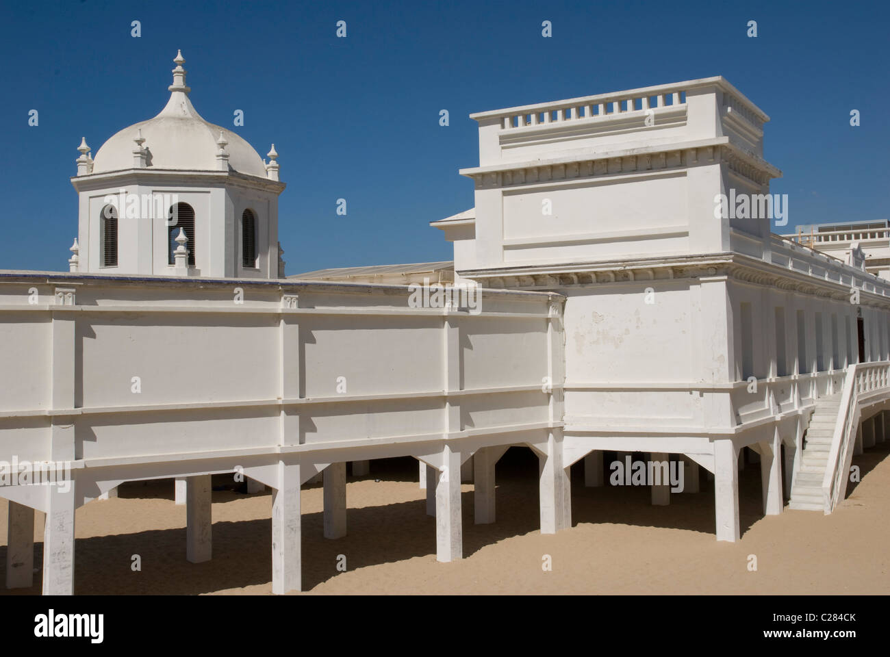 Caleta Beach,bagno case, Cadice.,Andalusia,Spagna Foto Stock