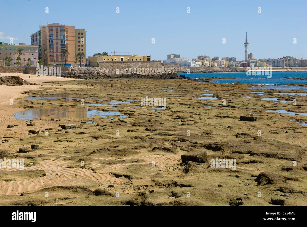 La Caleta Beach. Cadice, Andalusia, Spagna Foto Stock