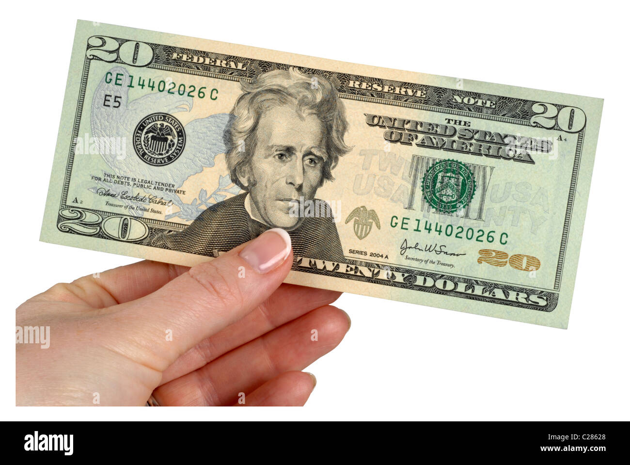 20 dollar nota, dollari, denaro, American banconote Foto Stock