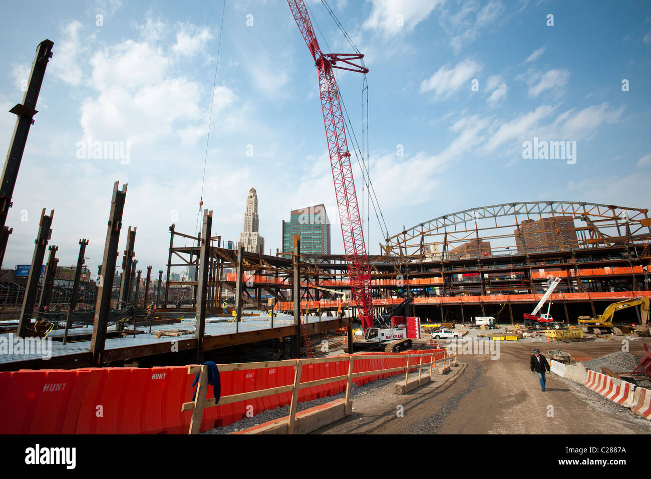 La costruzione della Barclays Center di Brooklyn a New York Foto Stock