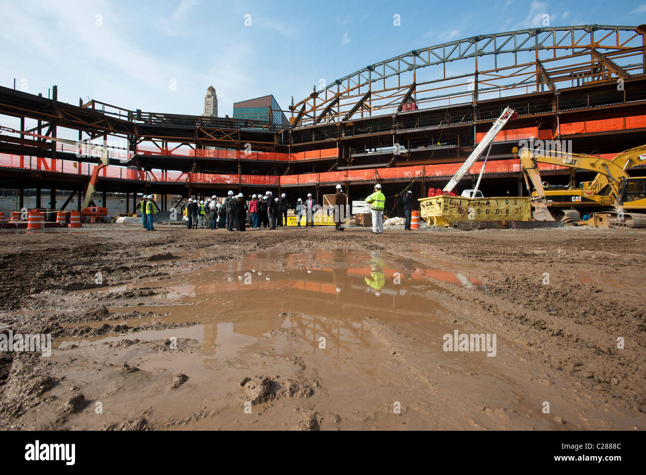La costruzione della Barclays Center di Brooklyn a New York Foto Stock