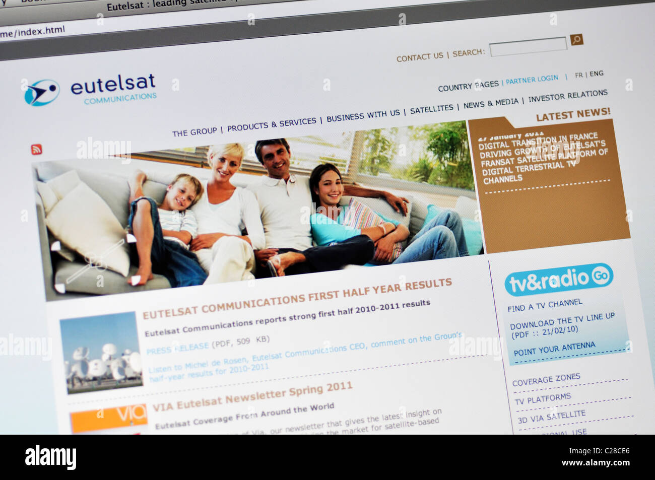 Sito web di Eutelsat Foto Stock