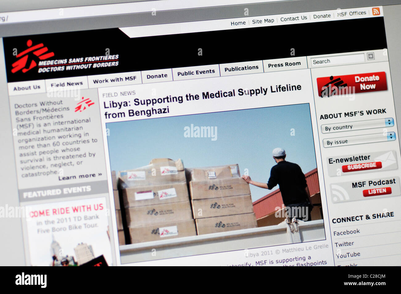 Medici Senza Frontiere sito web Foto Stock