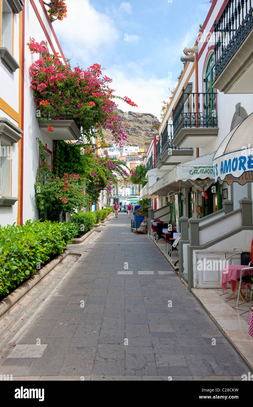 Bella strada laterale in Puerto Mogan, Gran Canaria Foto Stock