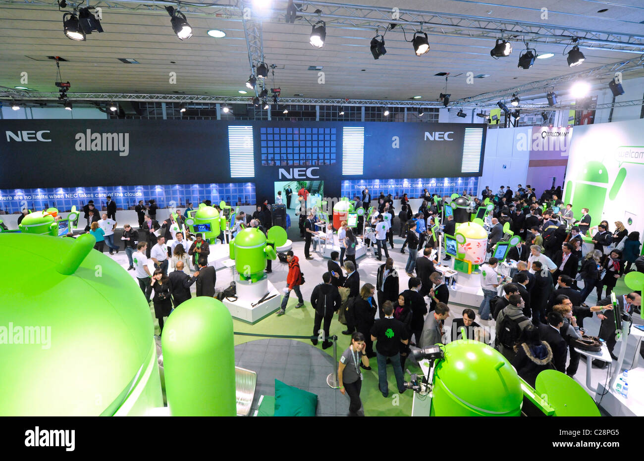 Android stand al telefono mobile trade show Foto Stock