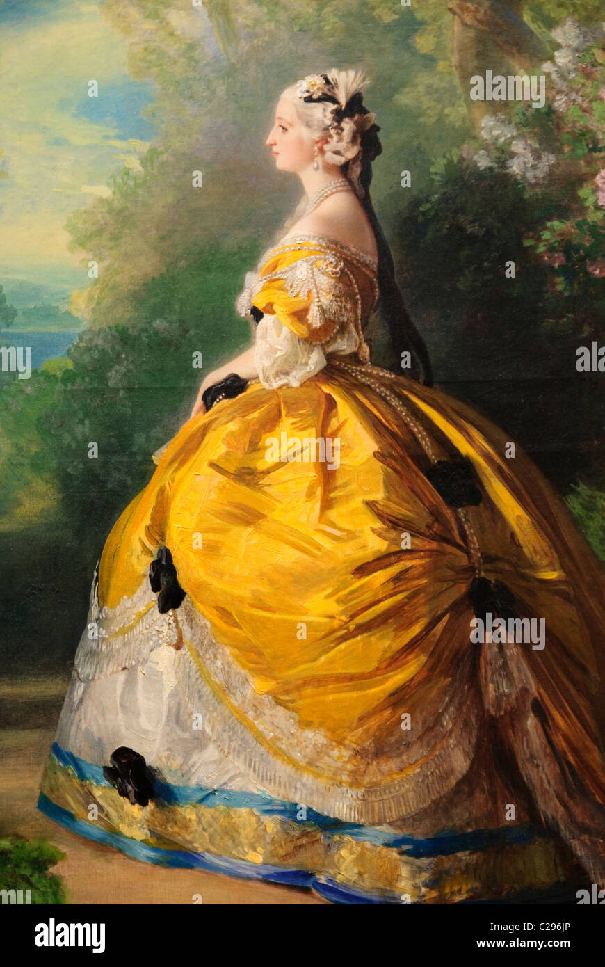 Dettaglio: l'Imperatrice Eugénie, (Eugénie de Montijo, 1826-1920, Condesa de Teba), 1854, di Franz Xaver Winterhalter, Foto Stock