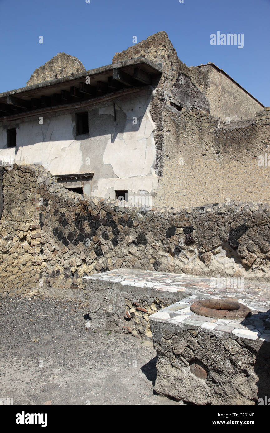 Una casa in scavi di Ercolano, Campania Italia Foto Stock