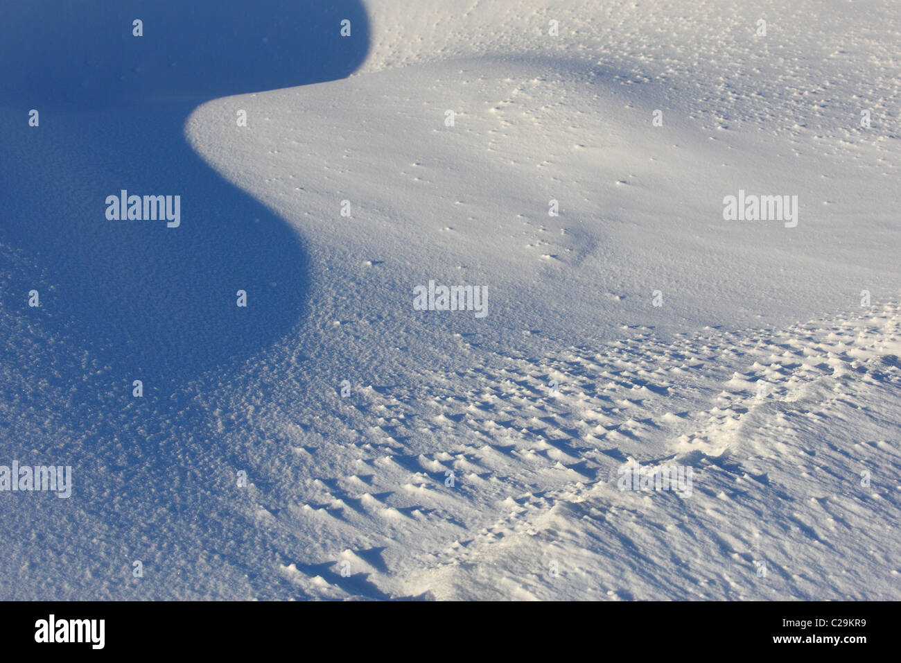 Close up di Ventoso del pattern di neve Foto Stock