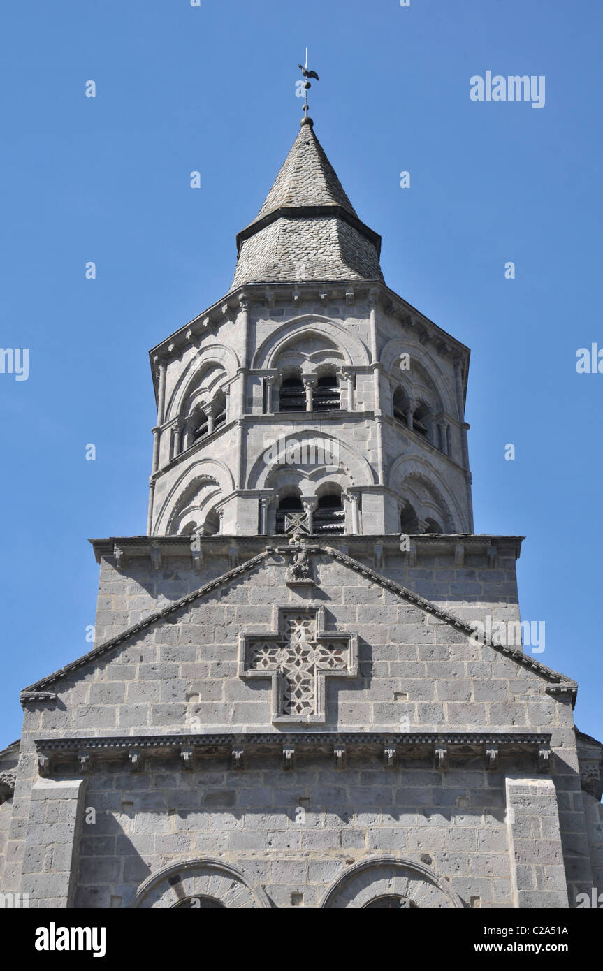 Chiesa romana dettagli Orcival Puy de Dôme Avergna Francia Foto Stock