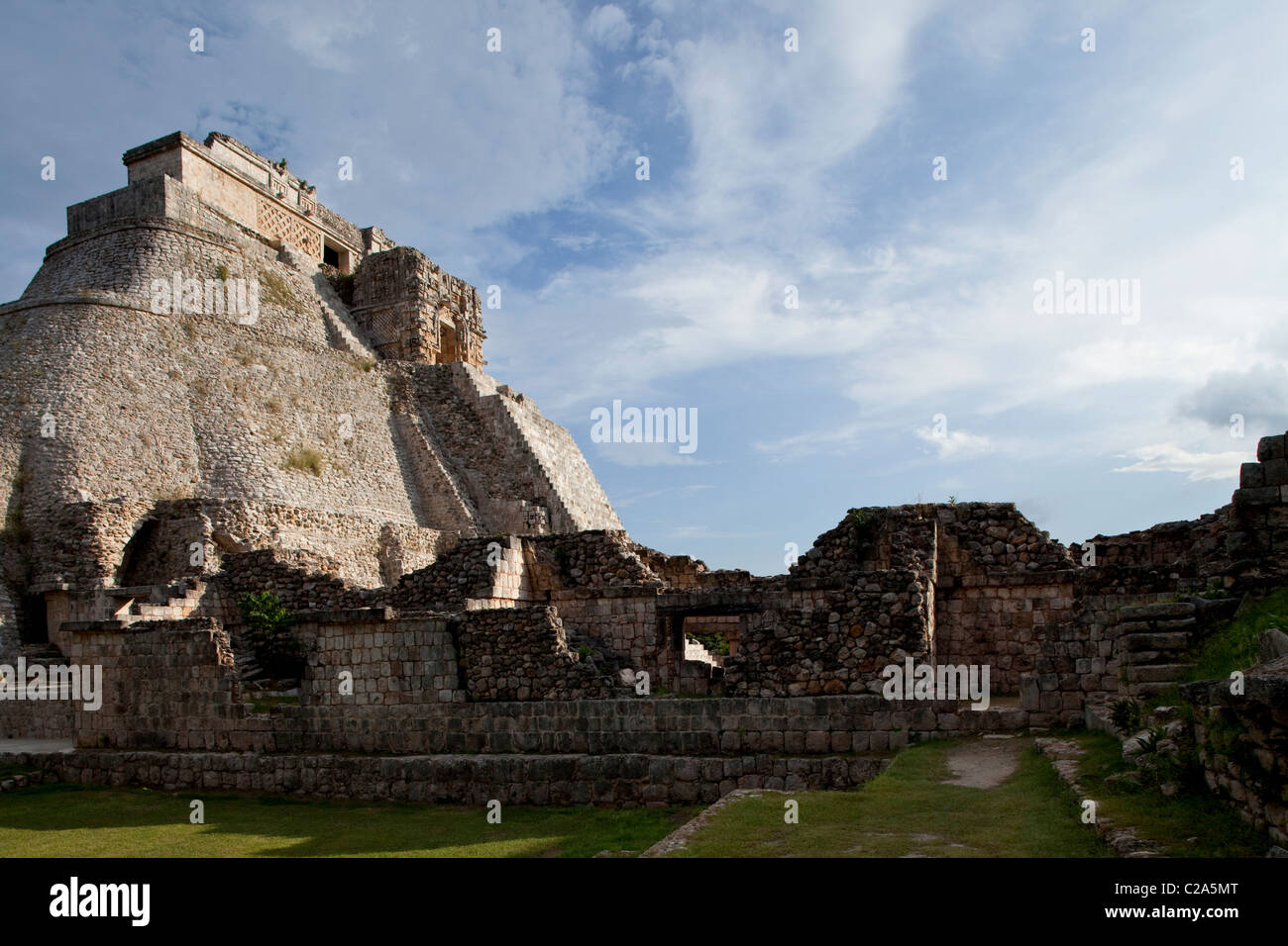 La piramide del mago IN UXMAL, Yucatan, Messico Foto Stock